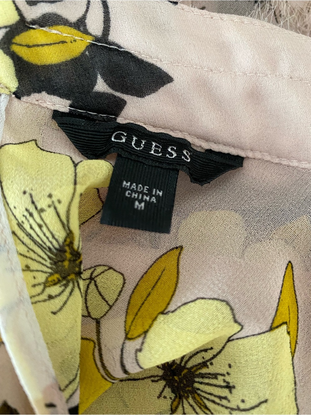 Guess Blush Sheer Floral Ruffle Blouse - Picture 9 of 9